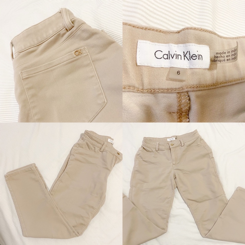 Calvin Klein nude khaki cropped straight leg pants
